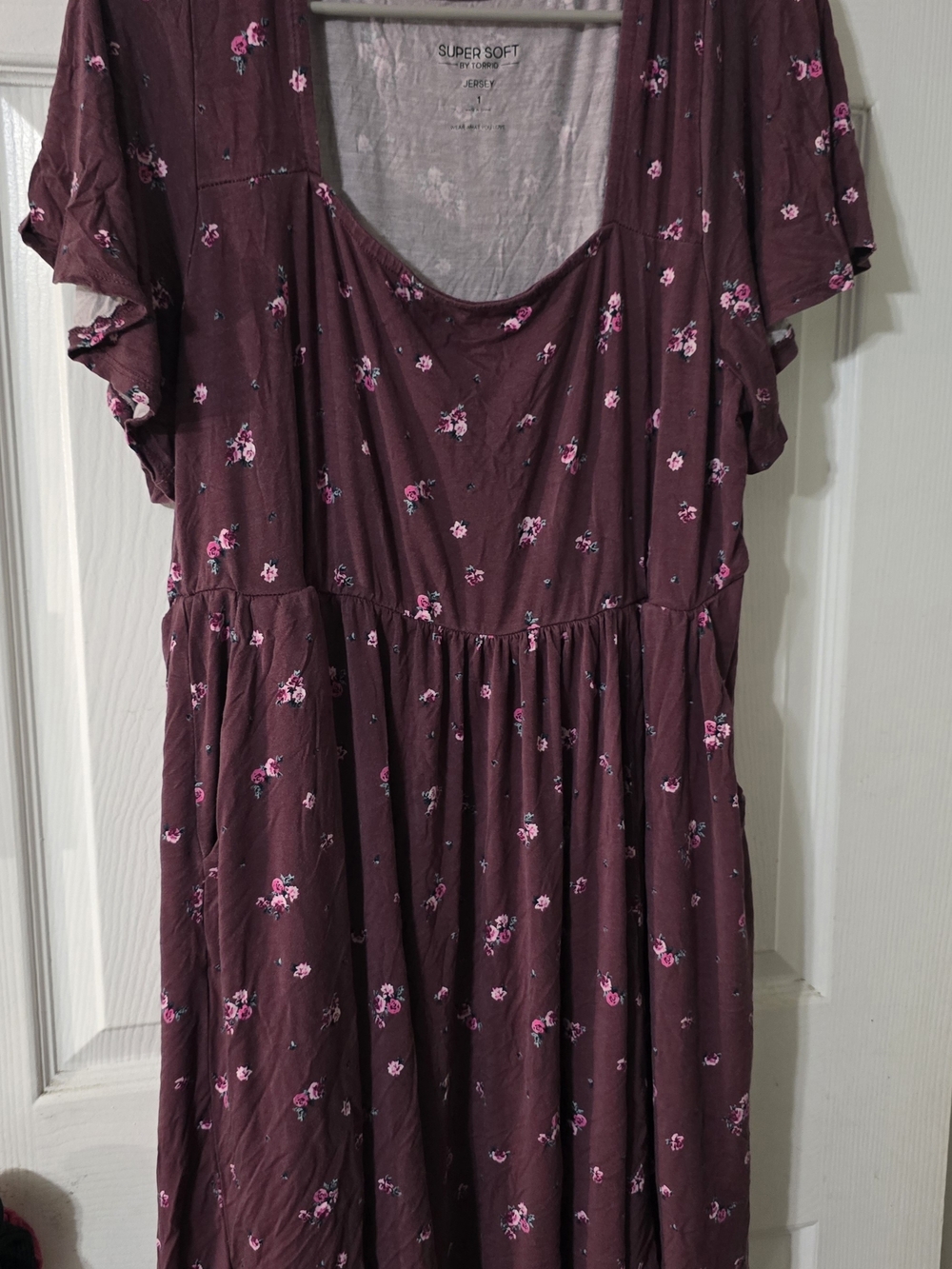 Torrid Super Soft Burgundy Floral Midi Dress Sz 1